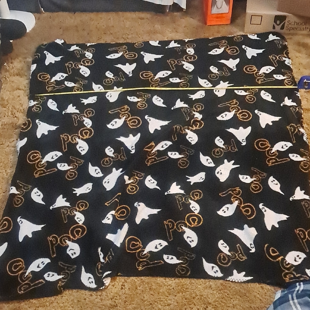 Black Halloween Ghost  Boo Fleece Blanket 57x 48